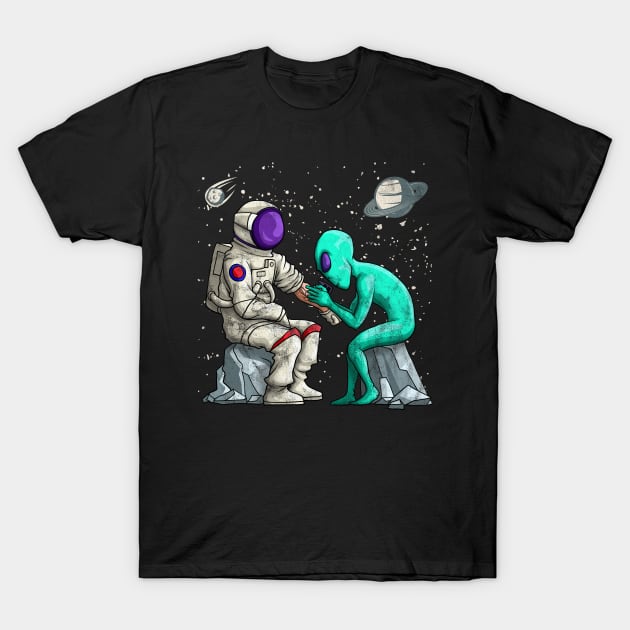 Alien Inking Astronaut Tattoo Vintage Grunge Tattoo Artist T-Shirt by Blink_Imprints10